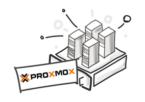 Grafik Virtuelle Server mit Proxmox Logo